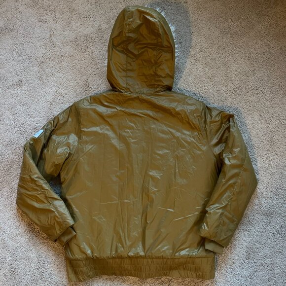 Offline by Aerie Puffer Jacket Mustard Faux Fur Bomber Ski Hooded Coat Womens S - Picture 5 of 5